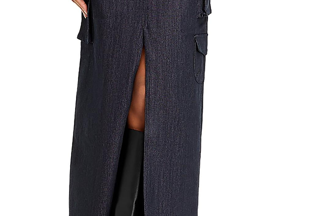 line and dot Mora Maxi Skirt Gray