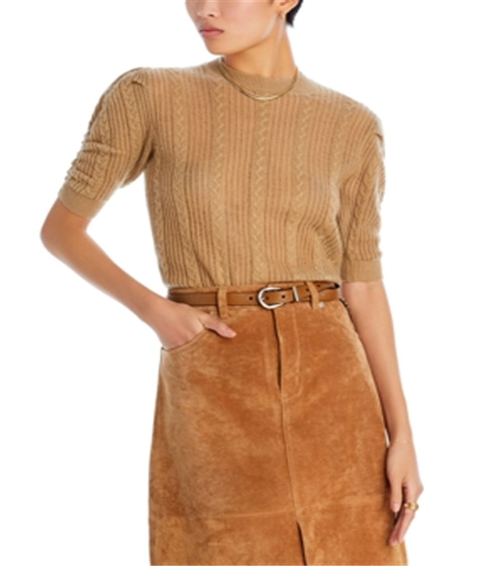 Frame Cashmere Pointelle Ribbed Sweater Beige Size XL