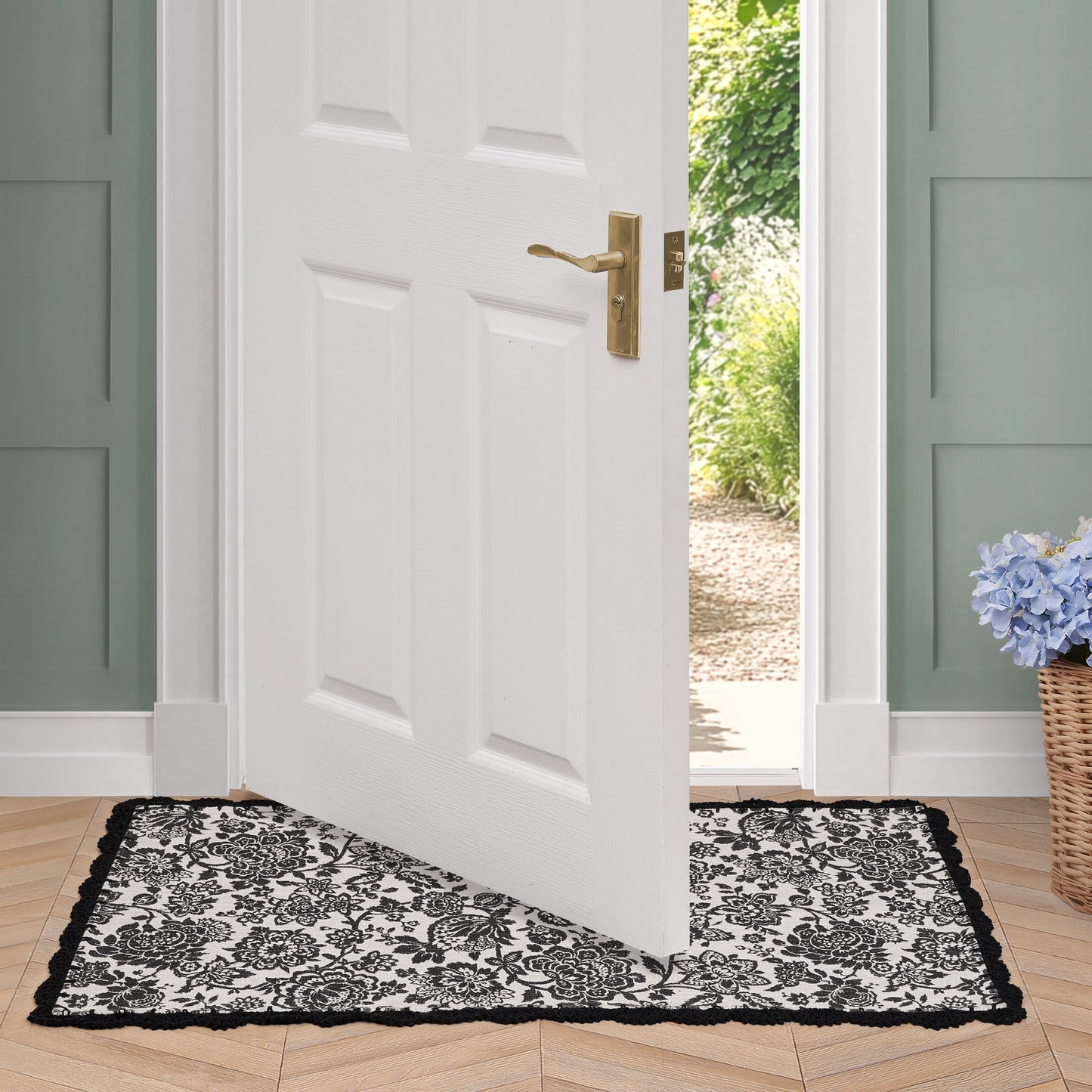 Laura Ashley Cotton Slub Crochet Border Rugs