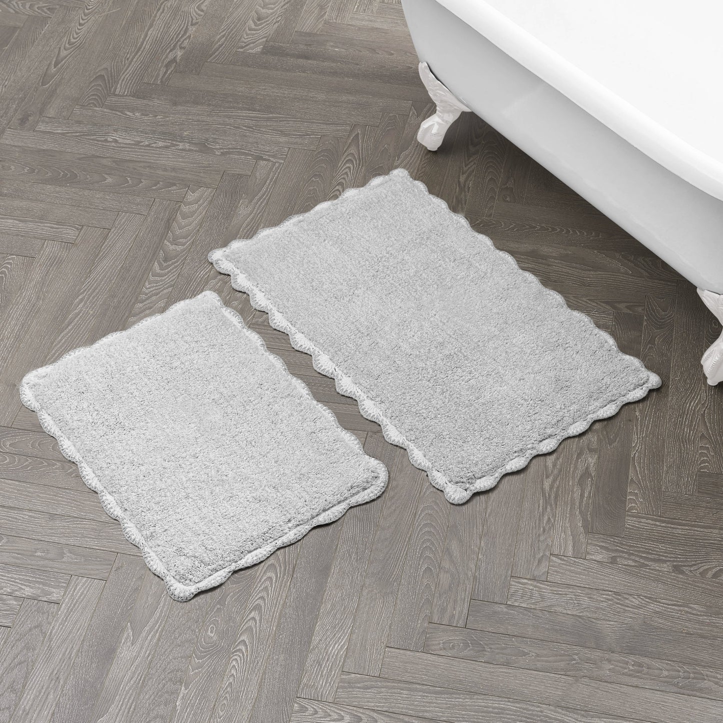 Laura Ashley Heathered Crochet Border Bath Rug