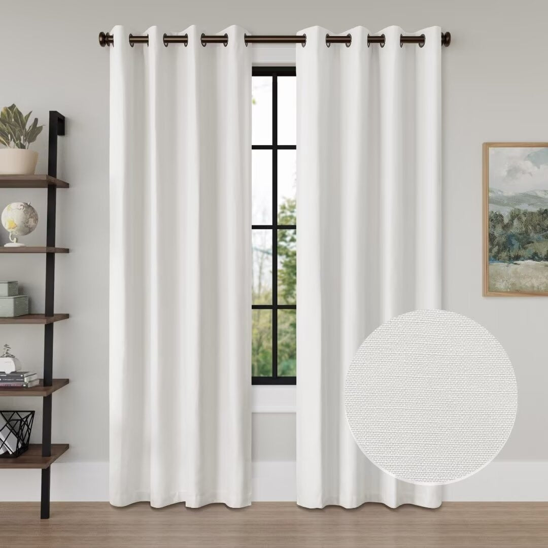 Linen Texture Blackout Grommet Curtain Pair