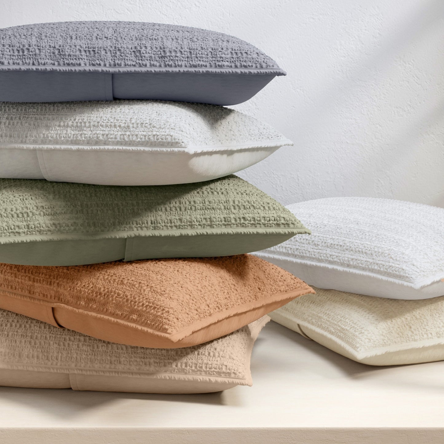 Linery  Co Cotton Honeycomb Waffle Garment Washed Quilt Set