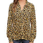 Single Thread Ruched Front Shirt Animal Print