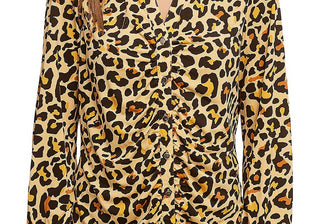 Single Thread Ruched Front Shirt Animal Print