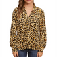 Single Thread Ruched Front Shirt Animal Print