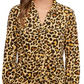 Single Thread Ruched Front Shirt Animal Print
