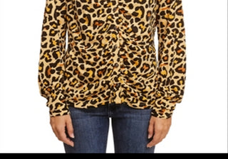 Single Thread Ruched Front Shirt Animal Print