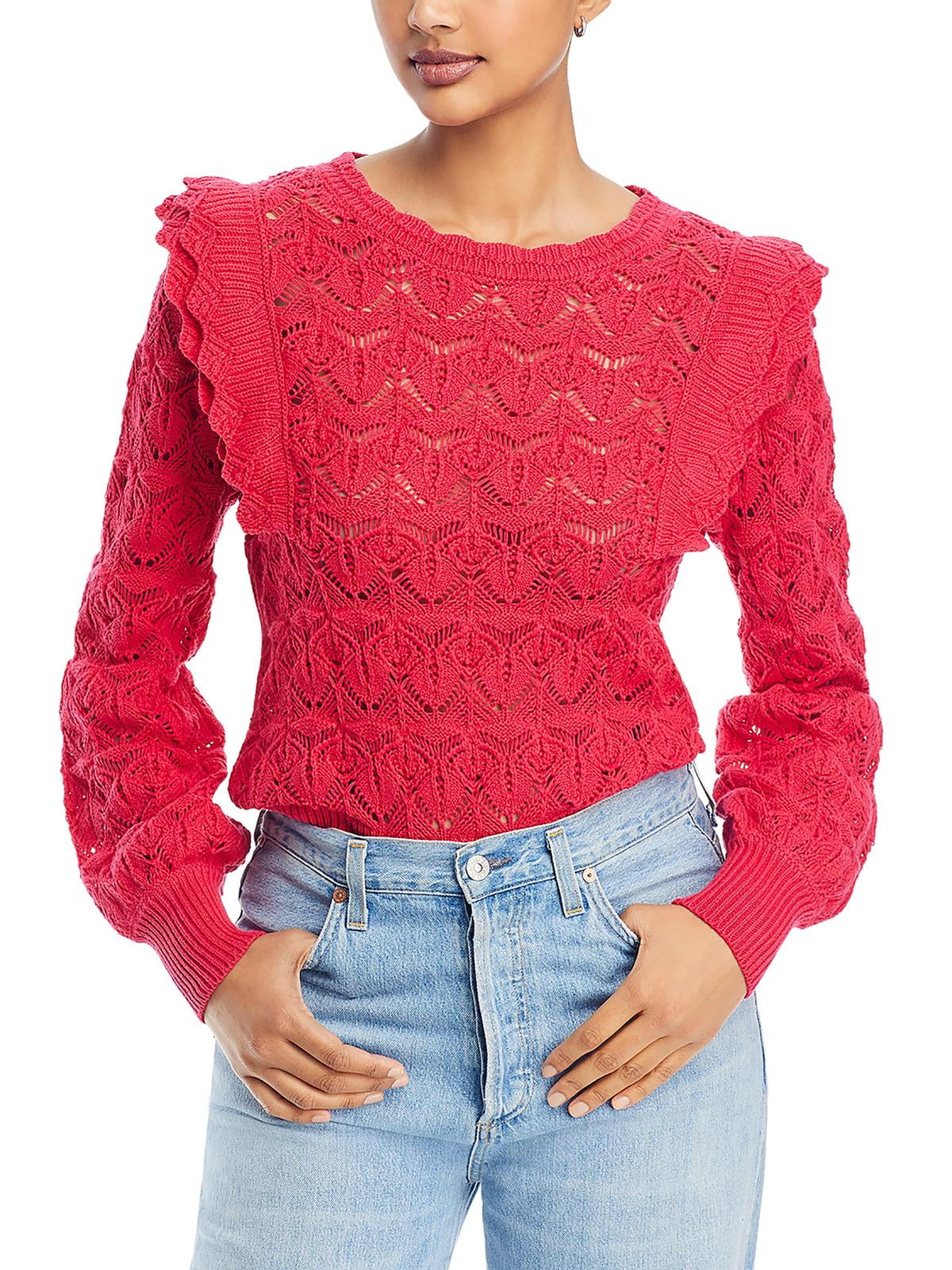 Single Thread Pointelle Cotton Ruffle Sweater