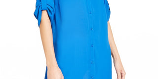 Alfani Women's Roll-Tab Tunic Shirt Blue Size Medium