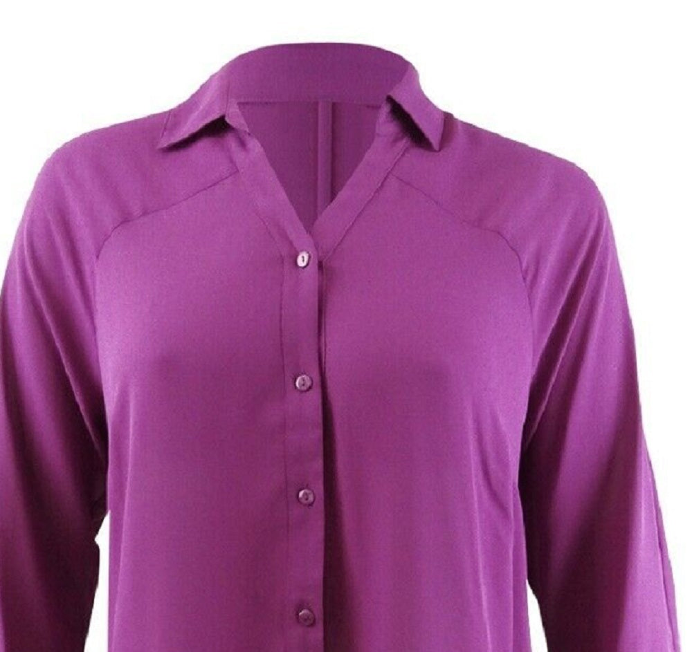 Alfani Women's Roll-Tab Tunic Shirt Pink Size Medium