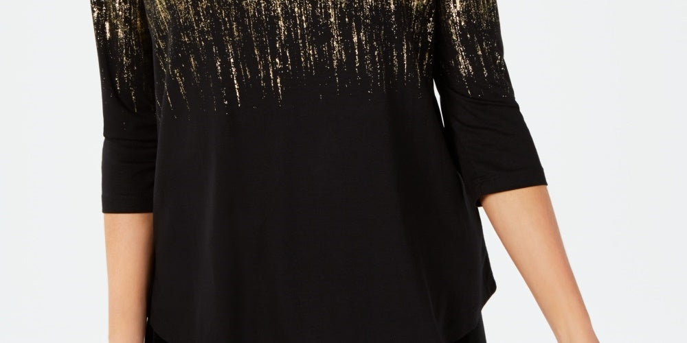 JM Collection Women's Plus Size Printed Top Yellow Size 1X