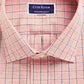 Club Room Men's Windowpane Plaid Point Collar Classic Fit Performance Stretch Dress Shirt Pink Size 18X34-35