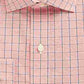 Club Room Men's Windowpane Plaid Point Collar Classic Fit Performance Stretch Dress Shirt Pink Size 18X34-35