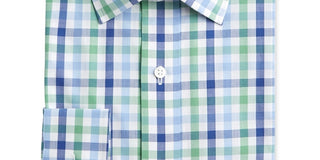 Club Room Men's Classic Regular Fit Performance Multi Gingham Dress Shirt Green Size 16X34X35