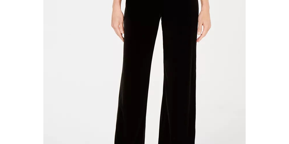 Alfani Women's Velvet Wide Leg Pants Black Size Large