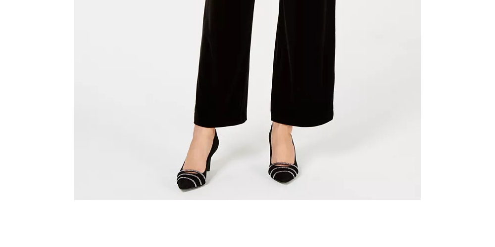 Alfani Women's Velvet Wide Leg Pants Black Size Large