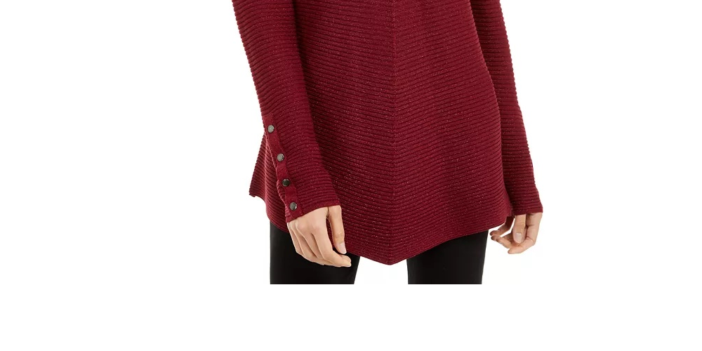 Alfani Women's Metallic Swing Sweater Wine Size X-Large
