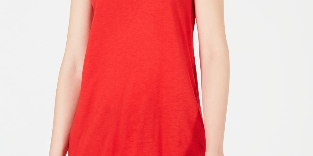 Maison Jules Women's Scoop-Neck Tank Red Size Small