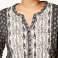Style & Co Women's Plus Size Cotton Mixed-Print Peasant Top Black Size 0X