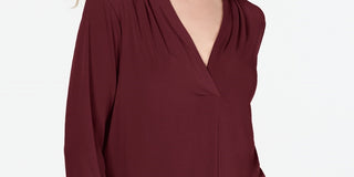Charter Club Women's 3/4-Sleeve Top Wine Size Small