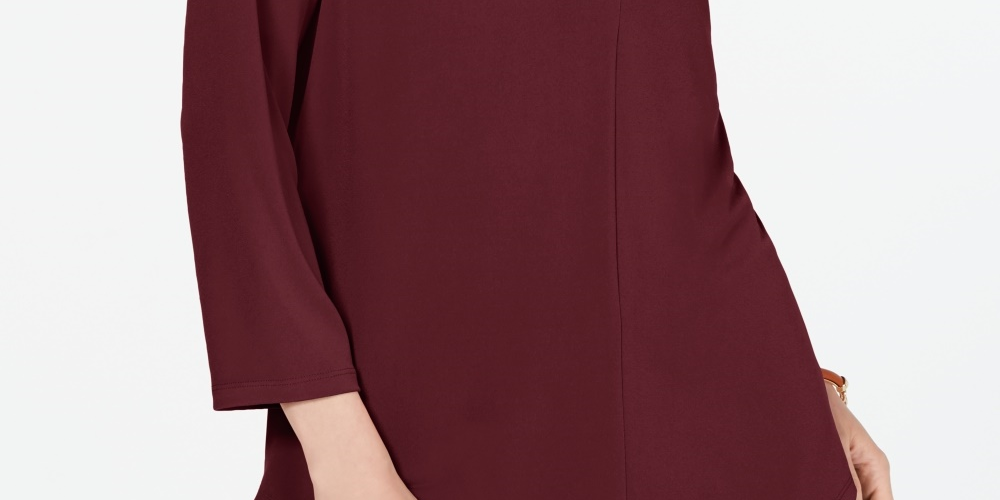 Charter Club Women's 3/4-Sleeve Top Wine Size Small