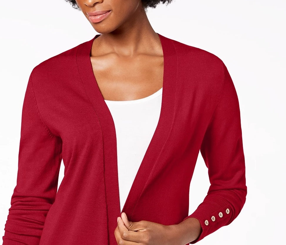 Charter Club Women's Open-Front Cardigan Red Size XX-Large