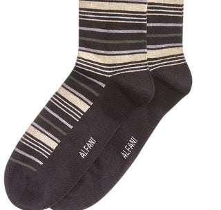Alfani Men's Variegated Stripe Dress Socks Black Size Regular