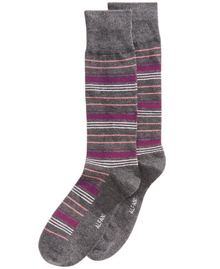 Alfani Men's Variegated Stripe Dress Socks  Dark Purple Size Regular