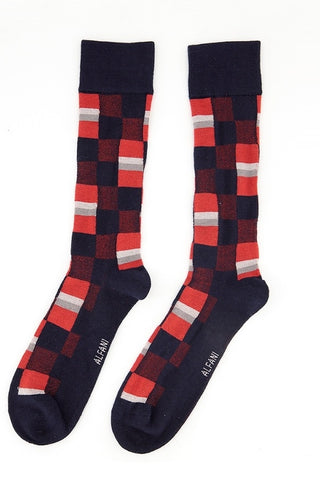 Alfani Men's Checkered Crew Dress Socks Red Size Regular