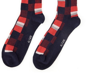 Alfani Men's Checkered Crew Dress Socks Red Size Regular