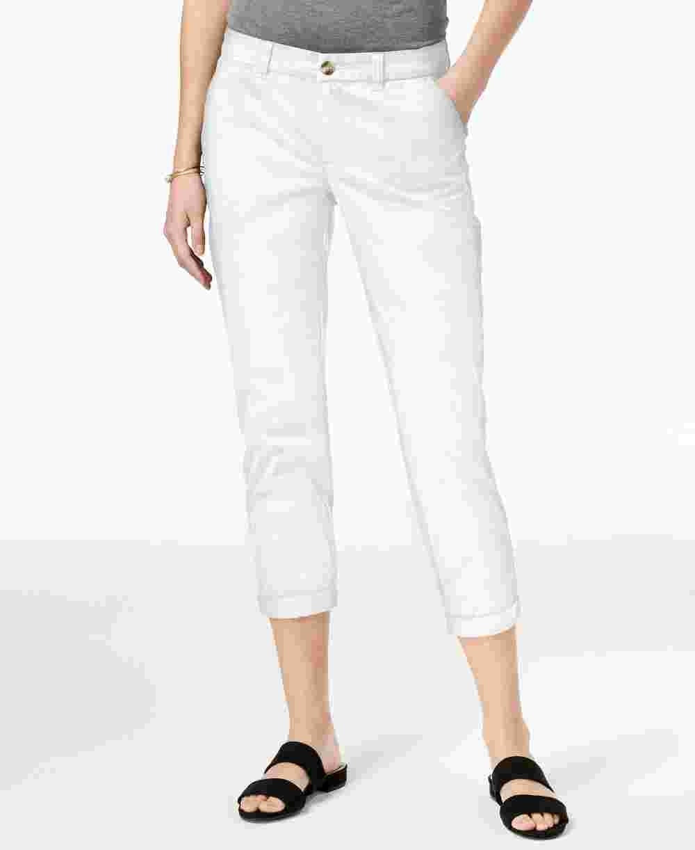 Maison Jules Women's Slim Ankle Pants White - Size 4