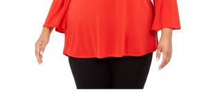 Alfani Women's One Shoulder Applique Tunic Medium Red Size 1X