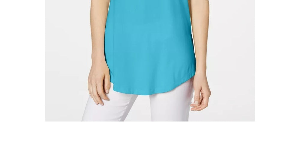 JM Collection Women's Cold-Shoulder Swing T-Shirt Bright Blue Size Small