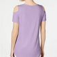JM Collection Women's Cold Shoulder Swing T-Shirt Purple Size Large