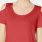 JM Collection Women's Cold Shoulder Swing T-Shirt Red Size XX-Large