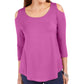 JM Collection Women's Cold-Shoulder Top Med Pink Size Small