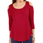 JM Collection Women's Cold Shoulder Top Red Size Small