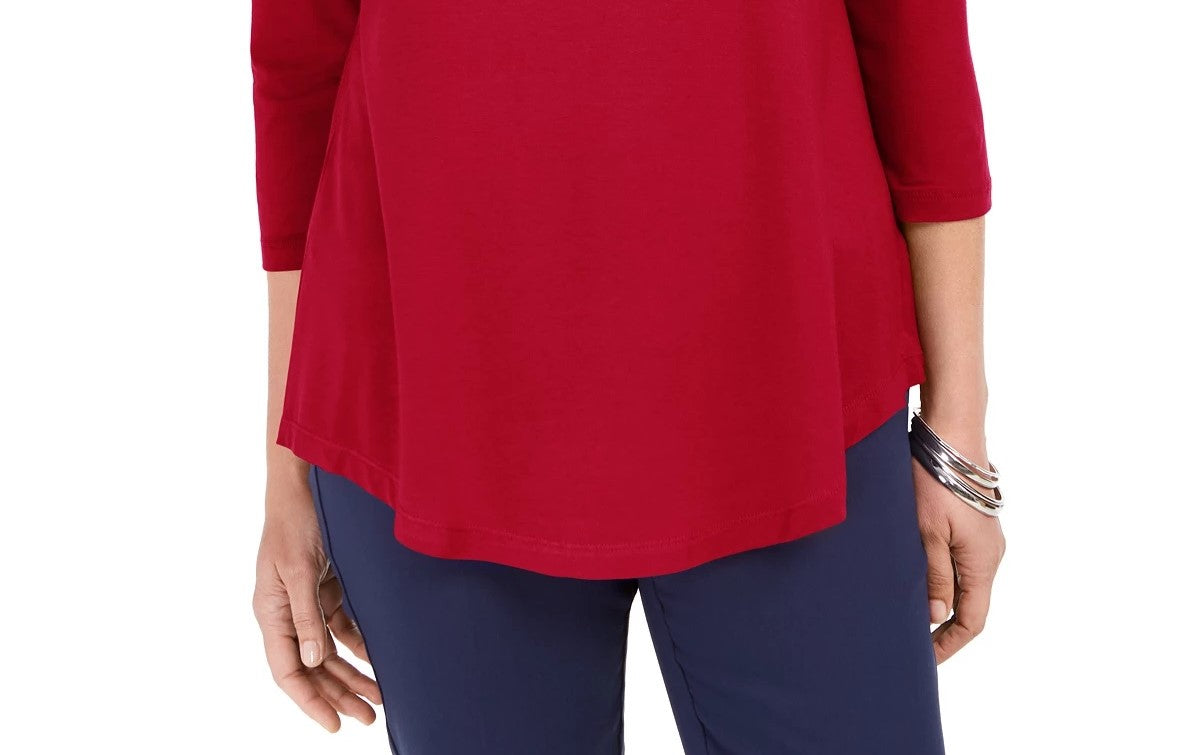 JM Collection Women's Cold Shoulder Top Red Size Small
