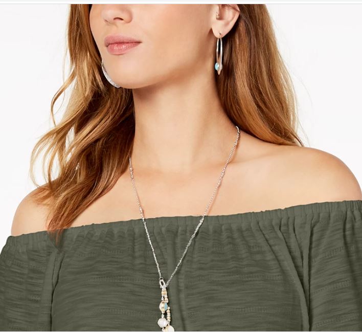 Style & Co Women's Convertible Off The Shoulder Top Green Size Medium