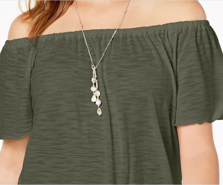 Style & Co Women's Convertible Off The Shoulder Top Green Size X-Large