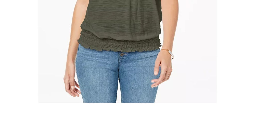 Style & Co Women's Convertible Off The Shoulder Top Green Size X-Large