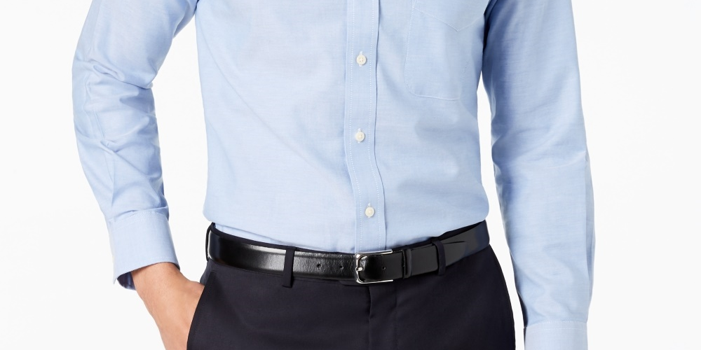 Club Room Men's Slim Fit Pinpoint Solid Dress Shirt Blue Size 17.5X36-37