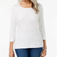 Karen Scott Women's Scoop Neck Top In Regular And  White Size X-Large