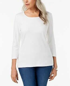 Karen Scott Women's Scoop Neck Top In Regular And  White Size X-Large