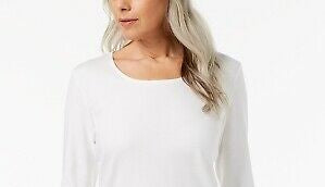 Karen Scott Women's Scoop Neck Top In Regular And  White Size X-Large