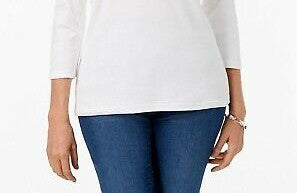 Karen Scott Women's Scoop Neck Top In Regular And  White Size X-Large