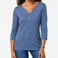 Karen Scott Women's Cotton Henley Top Blue Size Small