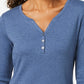 Karen Scott Women's Cotton Henley Top Blue Size Small
