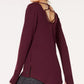 Ideology Women's Lattice-Back Long-Sleeve Tunic  Dark Red Size X-Small