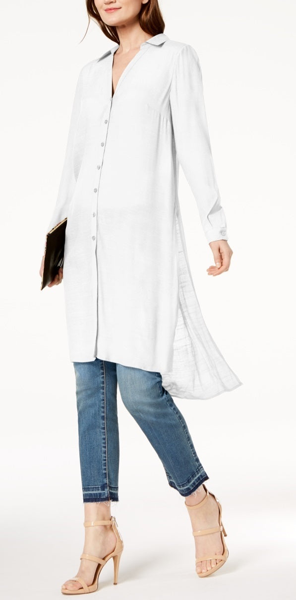 INC International Concepts Women's High Low Tunic White Size X-Small